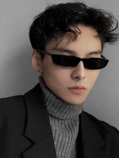 韩版潮男小方形装饰墨镜个性，败类偏光太阳镜辣妹街拍黑色防紫外线