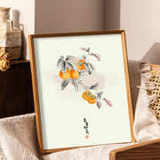 数字油画 diy填充中式中国风柿子事事如意古风手绘客厅装饰油彩画