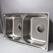 直供不锈钢水槽双槽大容量厨房，水槽一体拉伸电解纳米珍珠砂