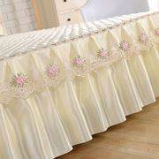 床罩床裙a单件床裙式防滑加厚夹棉床笠床垫，床头罩套装欧式蕾丝花