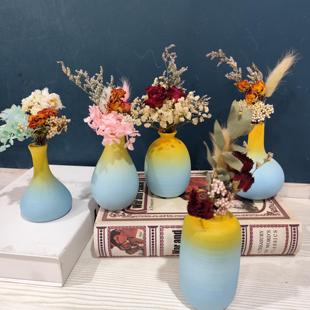 ins田园简约中式插花花器创意居家装饰客厅摆件陶瓷花瓶干花渐变
