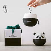 祥裕熊猫快客杯陶瓷旅行茶具套装户外便携茶杯商务可涂鸦定制