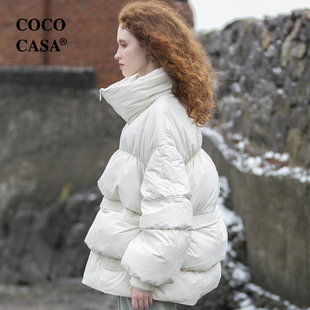 cococasa原创欧货小个子鹅绒羽绒服女短款2023冬新面包服茧型外套