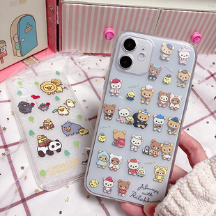 小熊iphone12/13pro鼻孔鸡mini手机壳华为vivo适用透明保护壳oppo