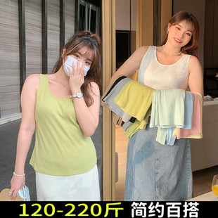 大码背心女200斤夏胖mm宽松糖果，色内搭纯色，针织打底无袖外穿吊带