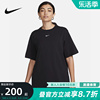 NIKE耐克休闲厚实短袖女上衣运动宽松简约黑色纯棉T恤FD4150-010