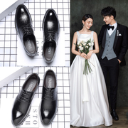 2024新郎结婚礼鞋内增高韩版春季英伦商务休闲皮鞋男士配西装伴郎