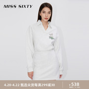 Miss Sixty款连衣裙女纯棉减龄刺绣兔子美式复古运动风卫衣裙