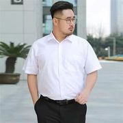 商务正装特大码短袖衬衫男士，薄款修身工作装，纯色加肥宽松胖子衬衣