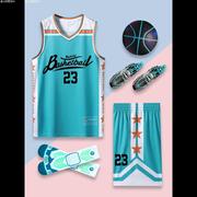 湖蓝色球衣篮球男球服女一套儿童篮球训练服运动背心队服定制印字