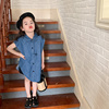 艾摩贝贝女童韩版洋气衬衫裙中长款上衣儿童休闲翻领竹节牛仔裙