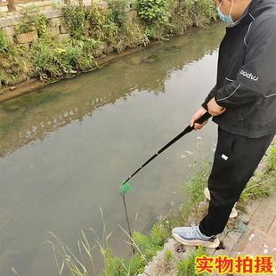 一体单杆抄网自由伸缩多功能便捷定位鱼竿，超轻超硬捞鱼网全套