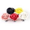 彩色玫瑰拉手陶瓷花，把手家具柜门衣柜抽屉，艺术拉手单孔