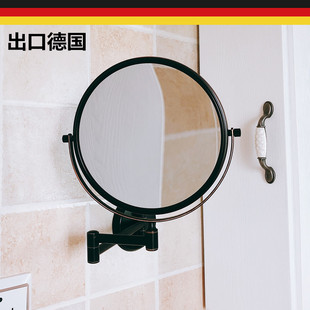 德国浴室折叠化妆镜全铜伸缩卫生间黑色美容镜壁挂式放大镜梳妆镜