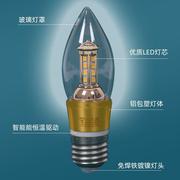 LED上下发光蜡烛节能灯泡E14/E27螺口无频闪三色变光水晶吊灯光源