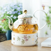 英式茶壶下午茶具花茶壶，套装蜡烛加热泡，茶壶欧式精致骨瓷茶壶