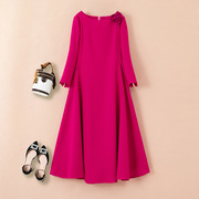 大码女法式玫红色连衣裙小众设计感气质名媛高级感高端轻奢礼服裙
