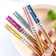 五色可爱卡通兔竹筷子小清新家用餐具一人一筷环保卫生创意礼盒装
