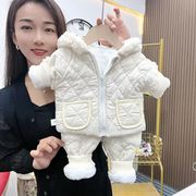 男宝宝冬装棉衣套装加厚0-1岁2两件套分体，衣服女童秋冬季外出棉服