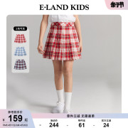 eland Kids衣恋童装夏季女童学院风自带打底裤格纹百褶裙半身短裙