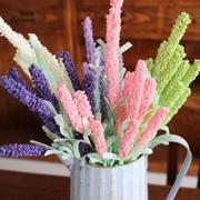 12头薰衣草仿真花束，普罗旺斯欧式假花植物盆栽，绢花客厅装饰