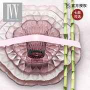 意大利进口ivv手工现代莲花创意，水晶大小号客厅欧式玻璃水果盘子