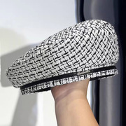 韩版格纹复古贝雷帽子女款2024秋季网红气质画家帽百搭八角帽