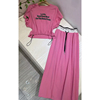 粉色运动套装女2023夏装时尚韩版休闲百搭短上衣半身裙两件套