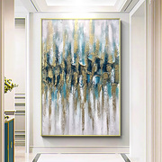 金箔手绘油画现代简约轻奢抽象装饰画入户客厅玄关过道走廊挂画