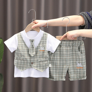 男宝宝夏装套装1一3周岁小童装帅气2儿童衣服礼服6个月婴儿服装潮
