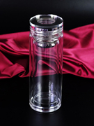 带盖玻璃杯便携小水晶透明男女双层定制加厚大容量耐热泡茶水杯子