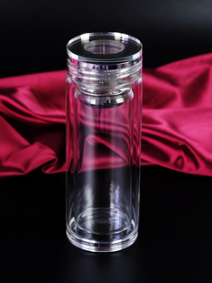 带盖玻璃杯便携小水晶透明男女，双层定制加厚大容量，耐热泡茶水杯子