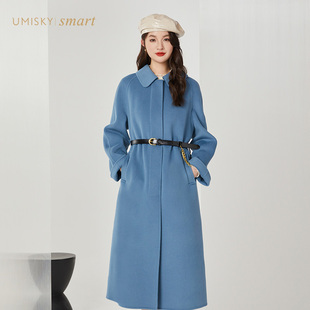 umisky优美世界女装，冬季羊绒羊毛双面尼，大衣中长毛呢外套vi4e2003