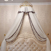 欧式公主床幔重工镶珠子波浪，床头帘仿麻纱家用样板房纱新中式含架