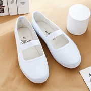 女款纯白护士鞋学校指定小白鞋，白色球鞋白网鞋帆布鞋体操鞋表演鞋