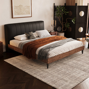 中古风钢琴键真皮，床小户型1.8米双人床头，层牛皮软包大床实木婚床