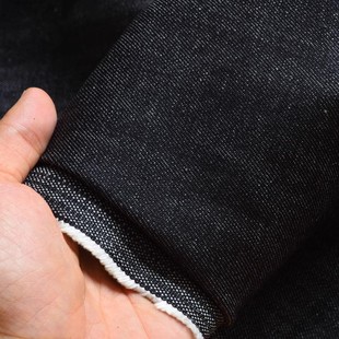 日本冈山进口纯黑色高弹力超细密软微厚高品质放心买丹宁牛仔布料