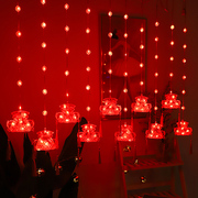 新年led红灯笼灯春节客厅房间装饰布置中国结过年福字创意窗帘灯