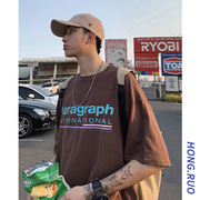韩版2020夏装字母印花ins风学生青少年bf风短袖T恤宽松港风体恤衫