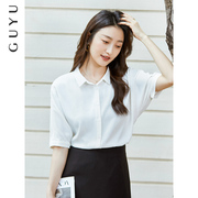 雪纺衬衫女短袖，韩版夏季薄款中袖上衣，正装白色衬衣职业气质工作服