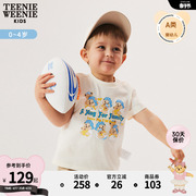 TeenieWeenie Kids小熊童装男宝宝24年夏季款简约印花圆领短袖T恤