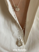 U.CA韩国deepbrow玫瑰项链纯银小众时髦s925不规则花朵长款毛衣链