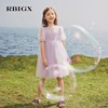 rbigx夏季儿童演出礼服亮片，网纱甜美公主裙，高级感短袖连衣裙
