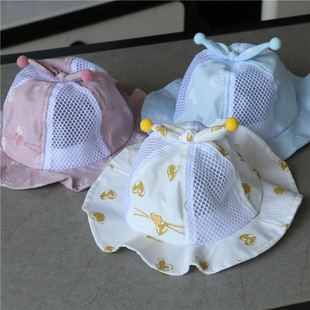 婴儿帽春夏季薄款6-24个月遮阳太阳帽男女宝宝渔夫帽1岁防晒透气