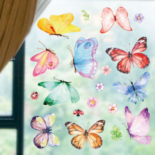 卡通蝴蝶墙贴纸自粘儿童房间冰箱柜子瓷砖玻璃贴画墙面装饰小图案