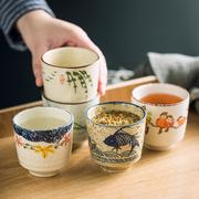 日式和风复古陶瓷茶杯茶水杯主人杯待客茶杯清酒酒杯餐厅茶杯子