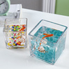 小鱼缸水族箱客厅小型桌面创意，家用水晶玻璃生态迷你金鱼缸(金鱼缸)方形