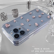 小众粉色立体水钻适用小米13pro12x手机，壳11s10青春cc9美图版少女，civi21s透明软壳mix4保护套8se11至尊