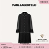 KARL LAGERFELD卡尔拉格斐2024夏网纱钻链荷叶边直身连衣裙老佛爷