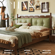 美式实木床主卧1.8米双人床现代简约法式床复古软包床婚床小户型